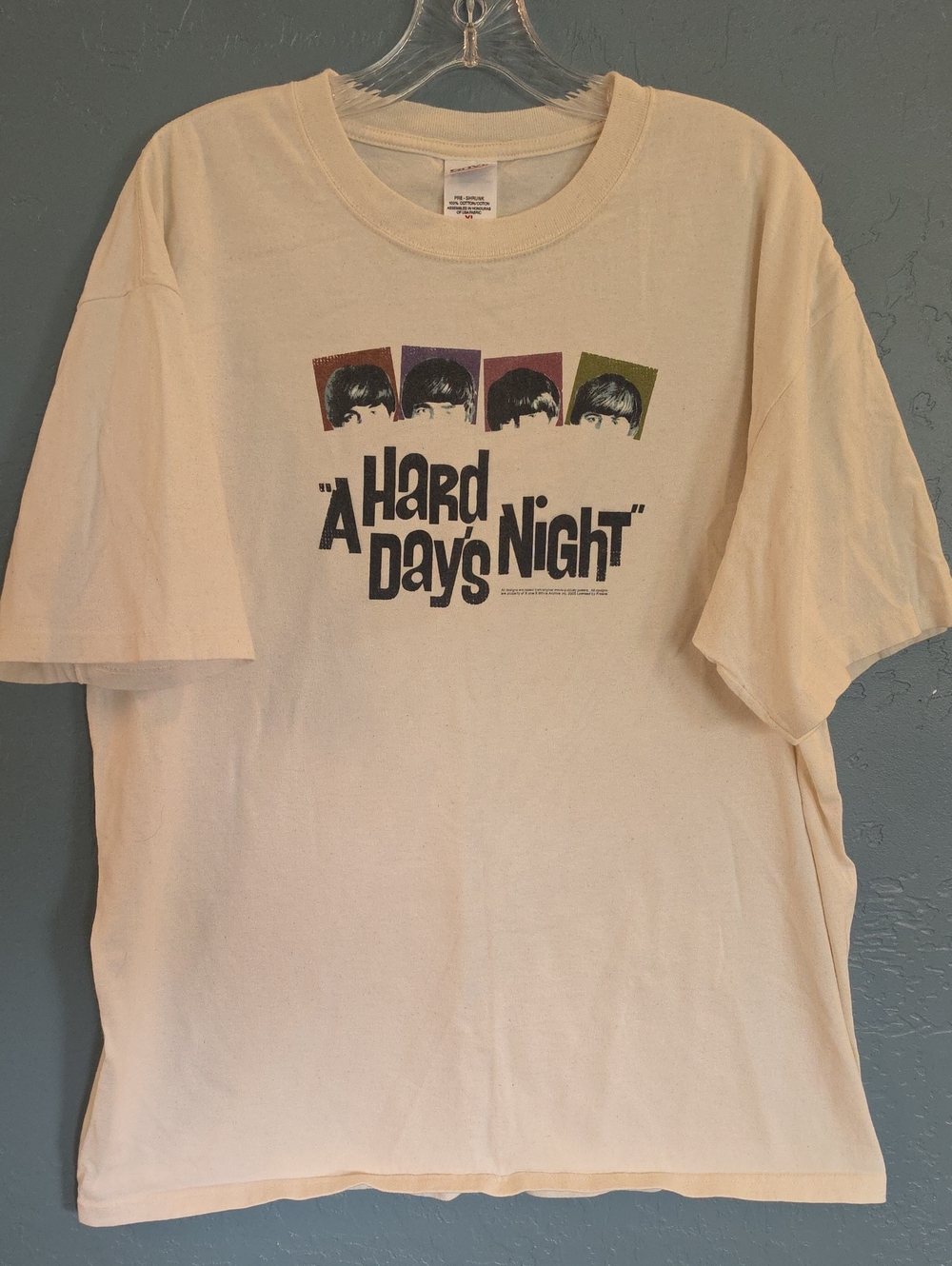 Y2K Beatles Anvil 'A Hard Day's Night' Graphic Tee - Cream